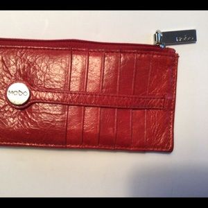 Red Leather Hobo credit card wallet